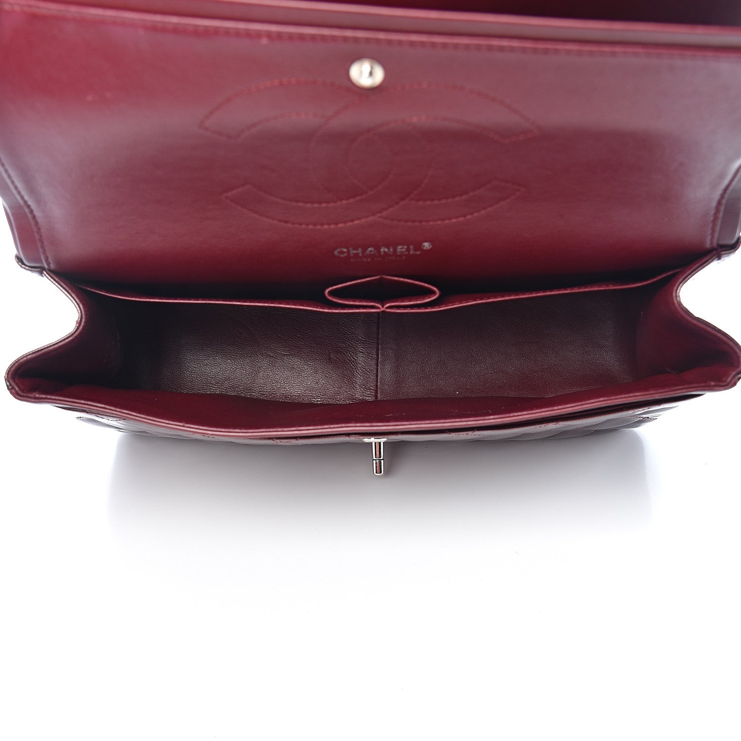 Chanel Striated Patent Quilted Jumbo Double Flap Burgundy 4 of 17