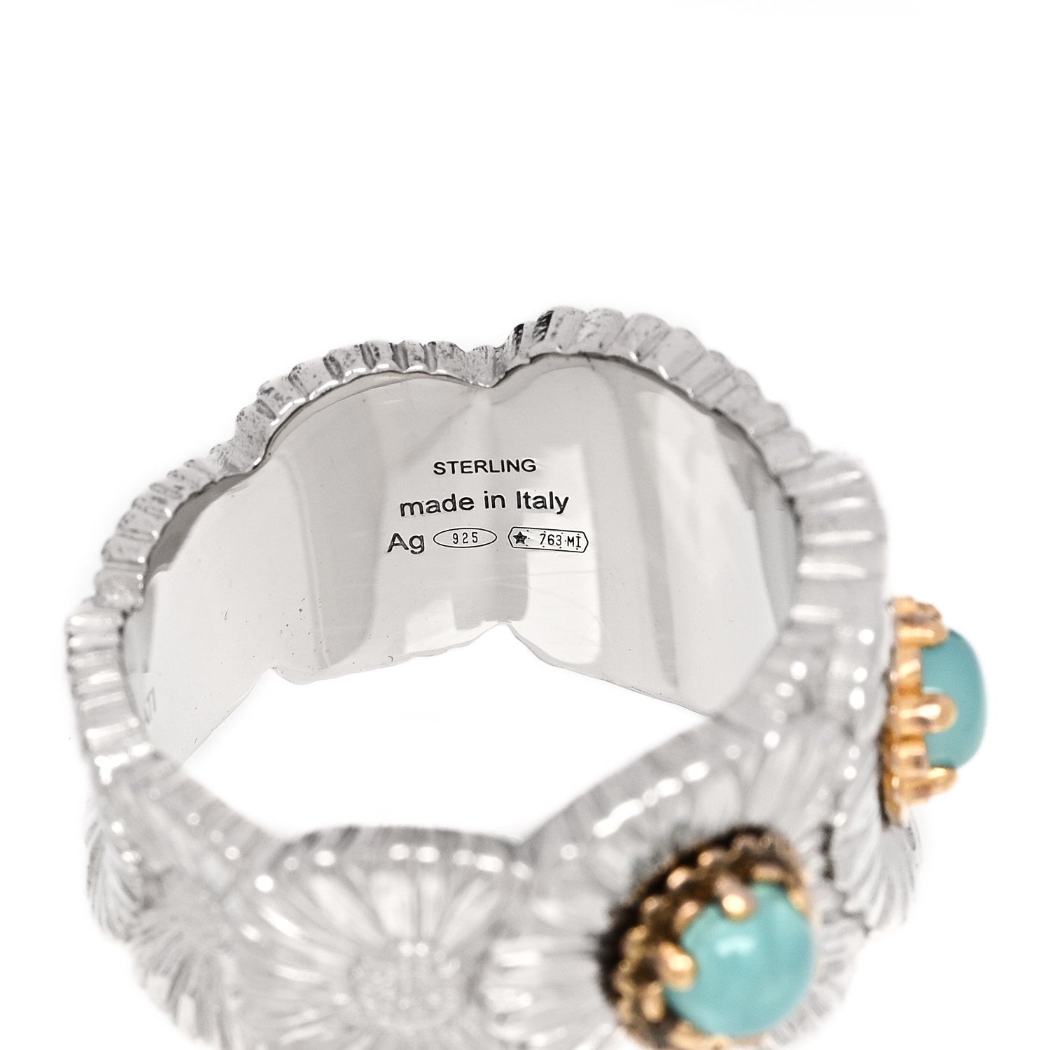 Buccellati Sterling Silver Gold Vermeil Blue Agate Blossoms Daisy Color Eternelle Ring 53 6.25 5 of 7