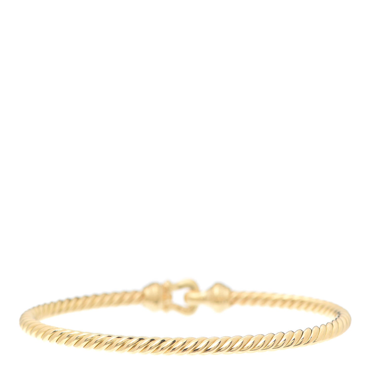 David Yurman 18K Yellow Gold Diamond 3.5mm Cable Buckle Bracelet 3 of 5