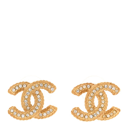 Chanel Crystal 90’s Icon CC Stud Earrings Gold 1 of 5