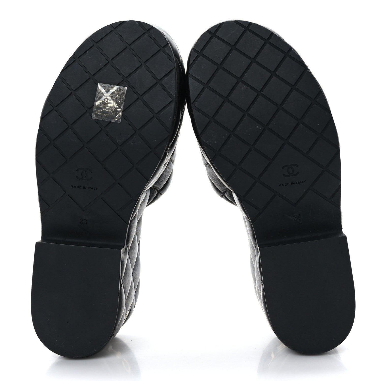 Chanel Lambskin Quilted CC Mules Wedge Sandals 36 Black 6 of 9