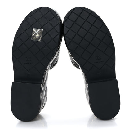 Chanel Lambskin Quilted CC Mules Wedge Sandals 36 Black 6 of 9
