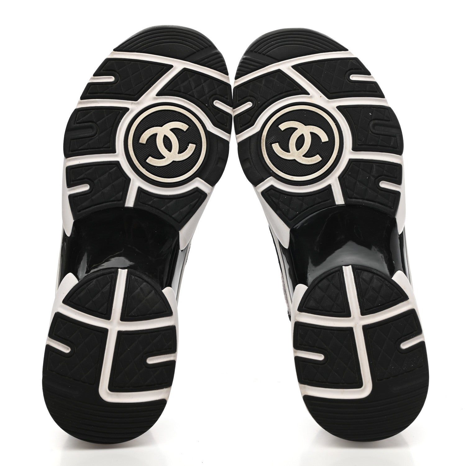 Chanel Fabric Suede Calfskin CC Sneakers 39.5 Grey Black 5 of 9