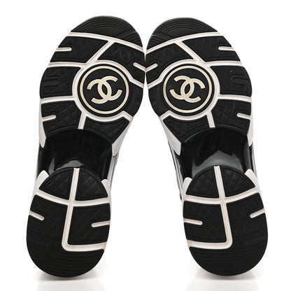 Chanel Fabric Suede Calfskin CC Sneakers 39.5 Grey Black 5 of 9