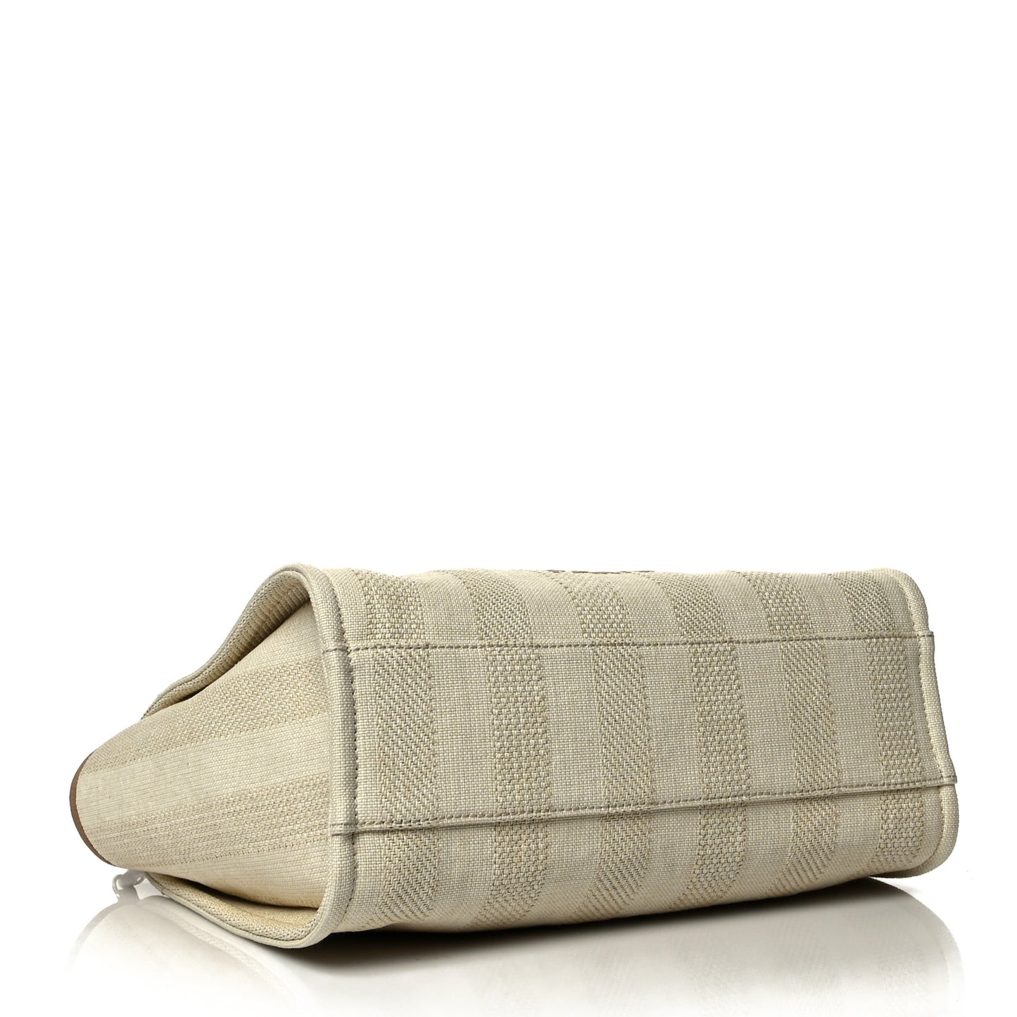 Mixed Fibers Calfskin Striped Small Deauville Tote Beige