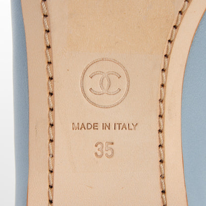 Chanel Lambskin Patent CC Cap Toe Ballerina Flats 35 Blue 7 of 9