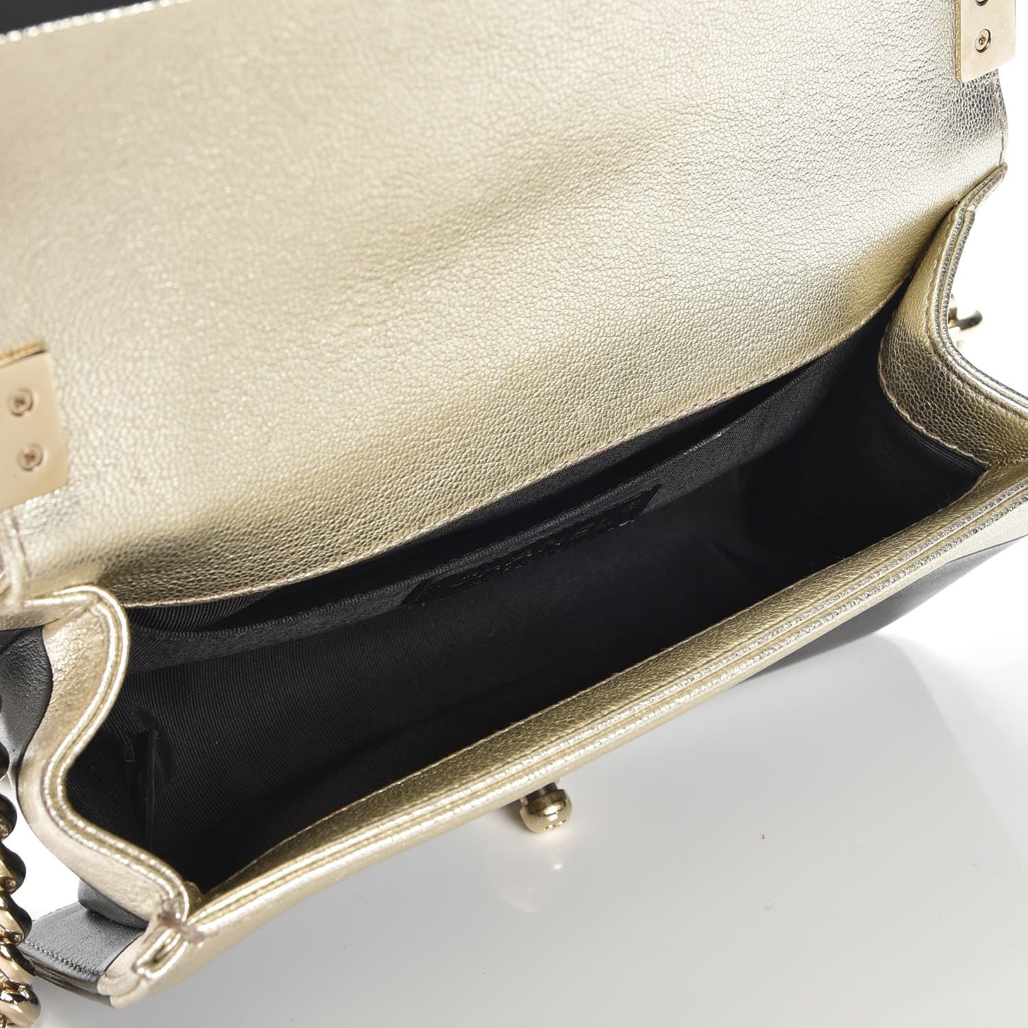 Chanel Metallic Goatskin Calfskin Small Boy Flap Gold Black 5 of 7