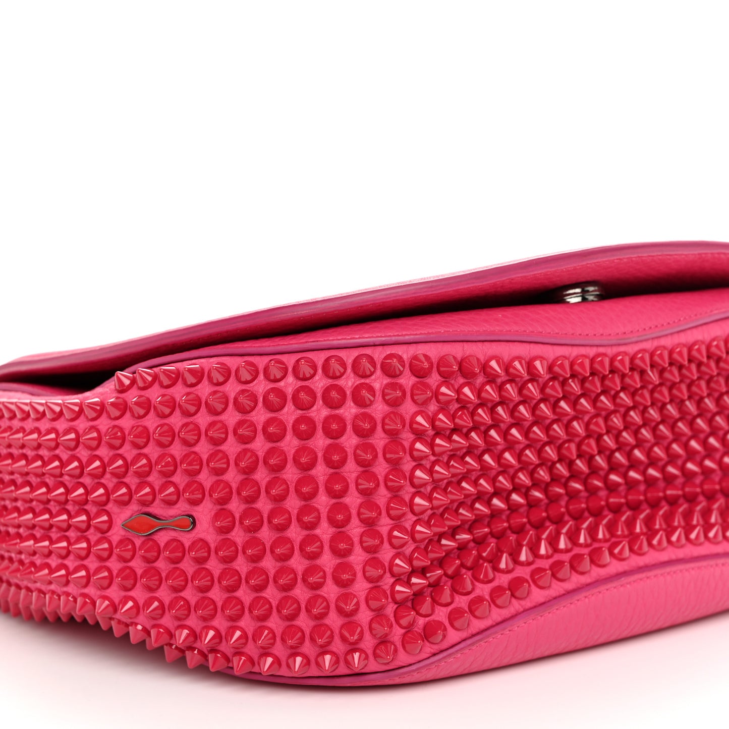 Calfskin Spikes Panettone Messenger Hot Pink