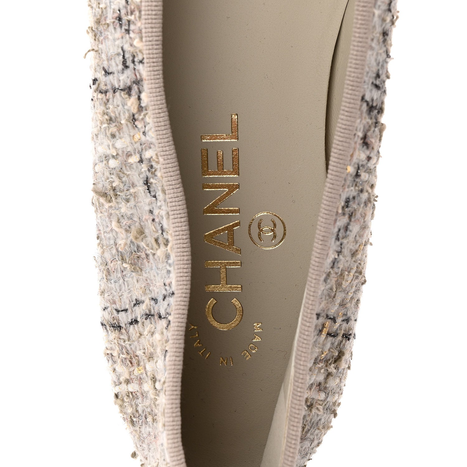 Chanel Tweed Lambskin Cap Toe Ballerina Flats 40 Grey Multicolor 8 of 9