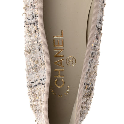 Chanel Tweed Lambskin Cap Toe Ballerina Flats 40 Grey Multicolor 8 of 9