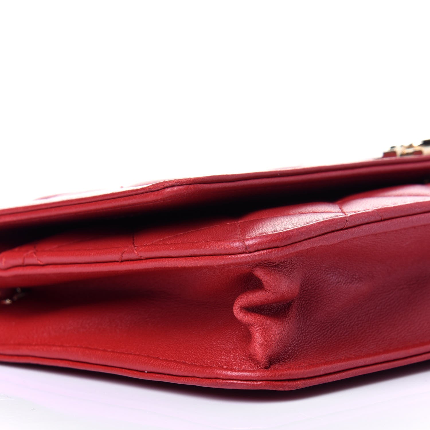 Chanel Lambskin Quilted Boy Wallet On Chain WOC Red 9 of 13