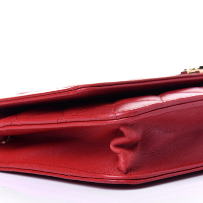 Chanel Lambskin Quilted Boy Wallet On Chain WOC Red 9 of 13