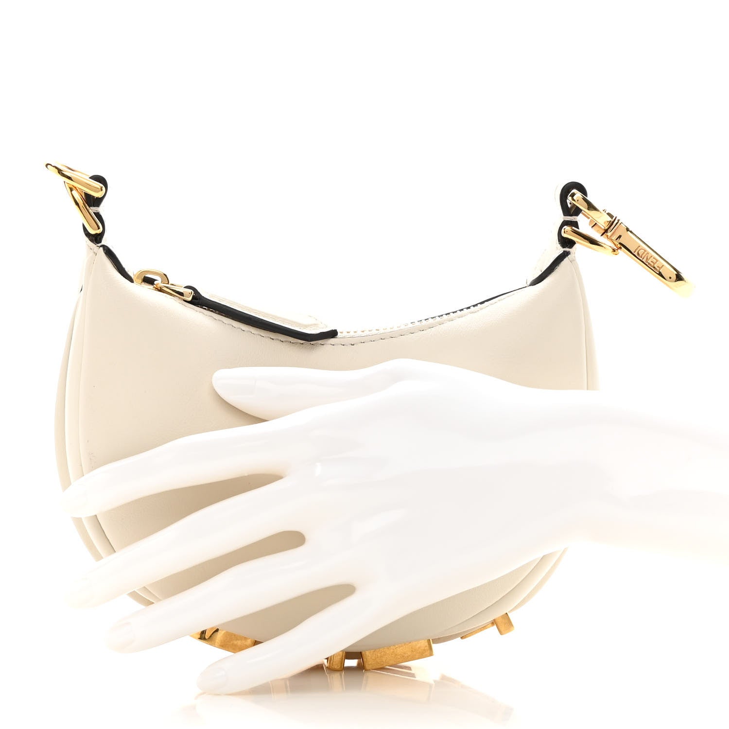 Fendi Vitello Grace Matte Nano Fendigraphy Hobo Charm White Ice 2 of 13