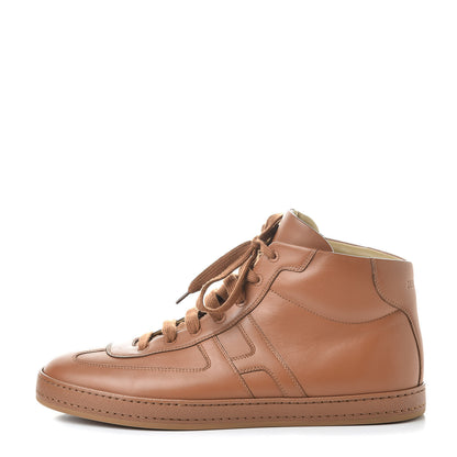 Hermes Calfskin Mens High Top Poker Sneakers 42 Naturel 1 of 8