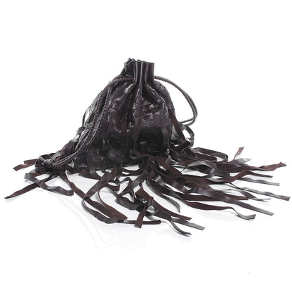 Bottega Veneta Lambskin Intrecciato Drawstring Fringe Pochette Brown 3 of 7