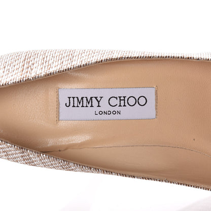 Jimmy Choo Metallic Lame Fabric Crystal Bow Veil 100 Pumps 36 Silver 6 of 9