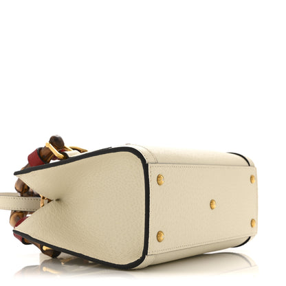 Gucci Textured Dollar Calfskin Web Mini Diana Tote Bag Mystic White 10 of 11