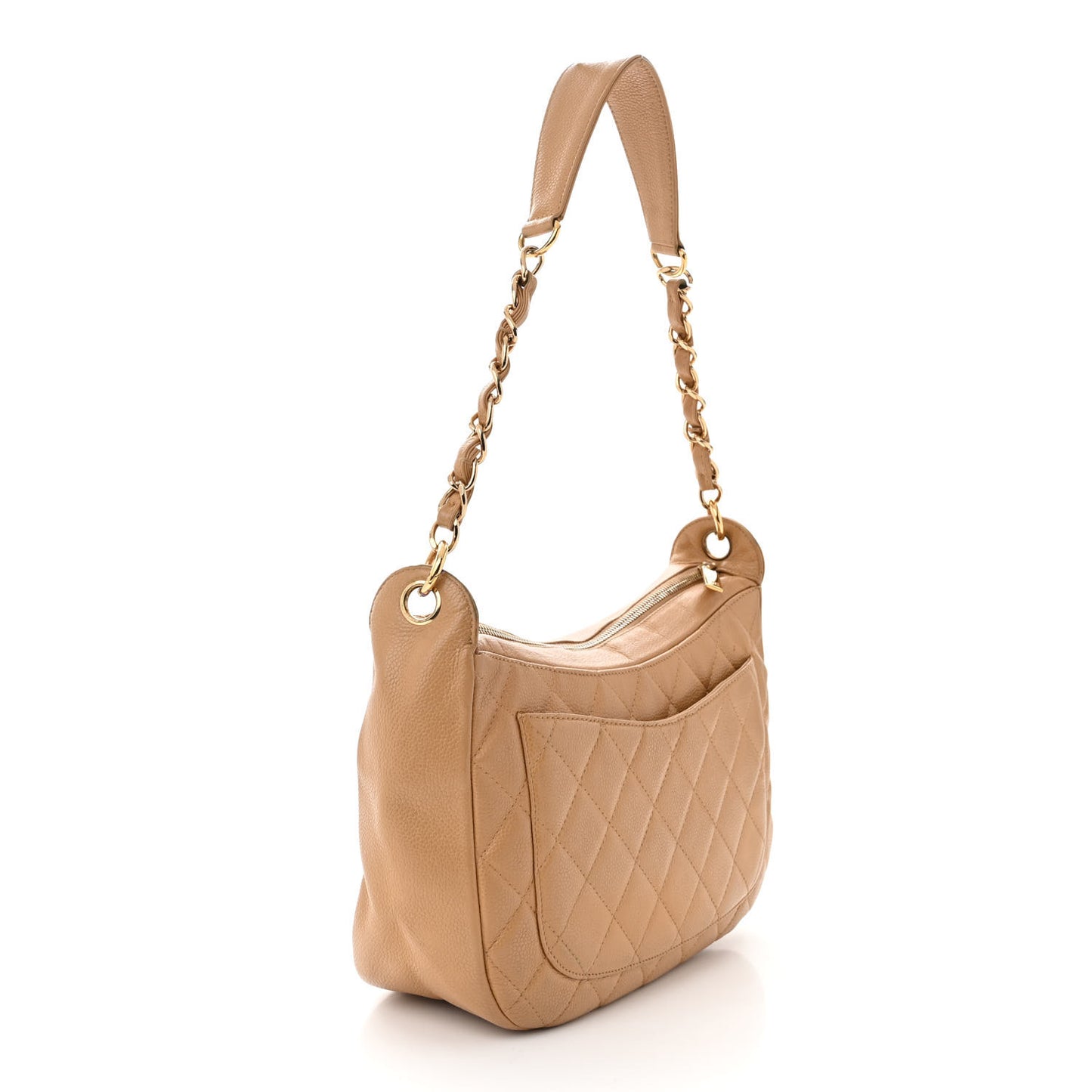 Caviar Quilted Timeless CC Shoulder Bag Beige