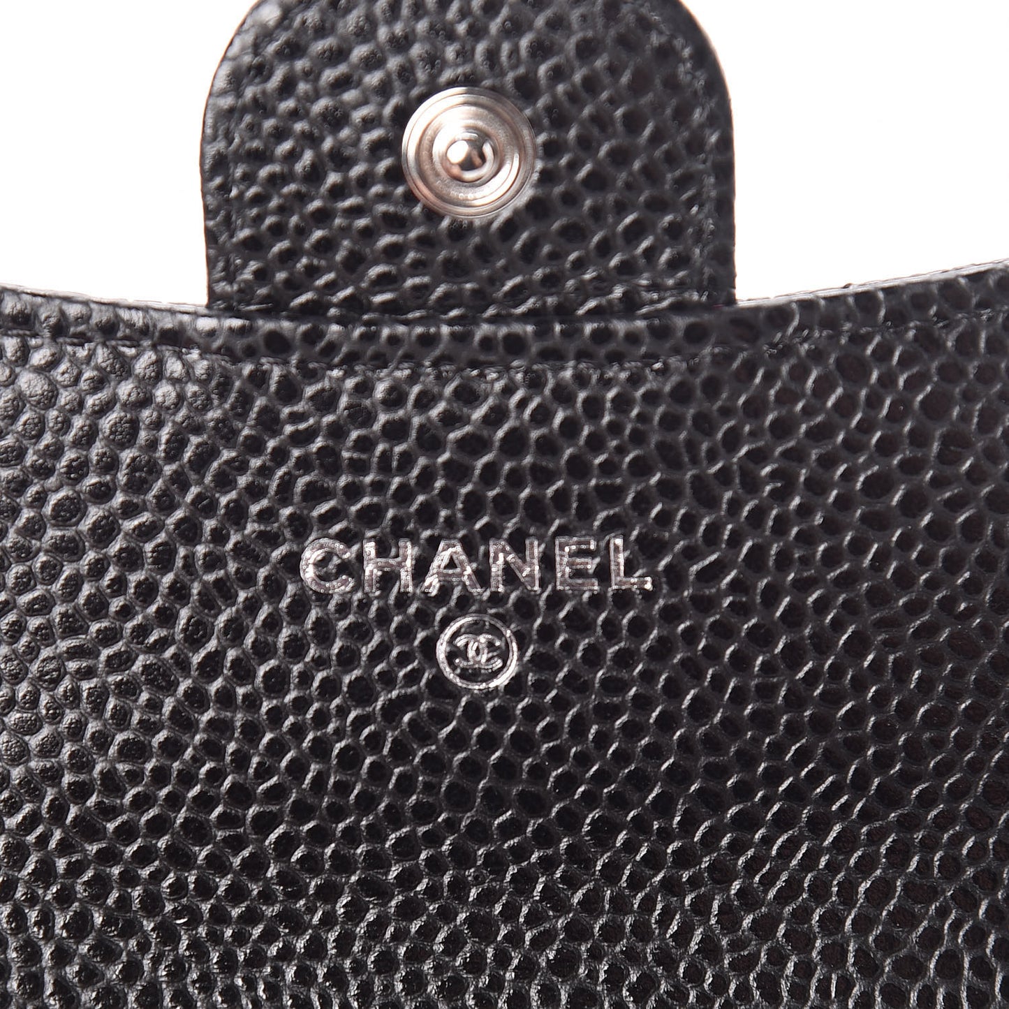 Caviar Quilted Flap Card Holder Wallet Black