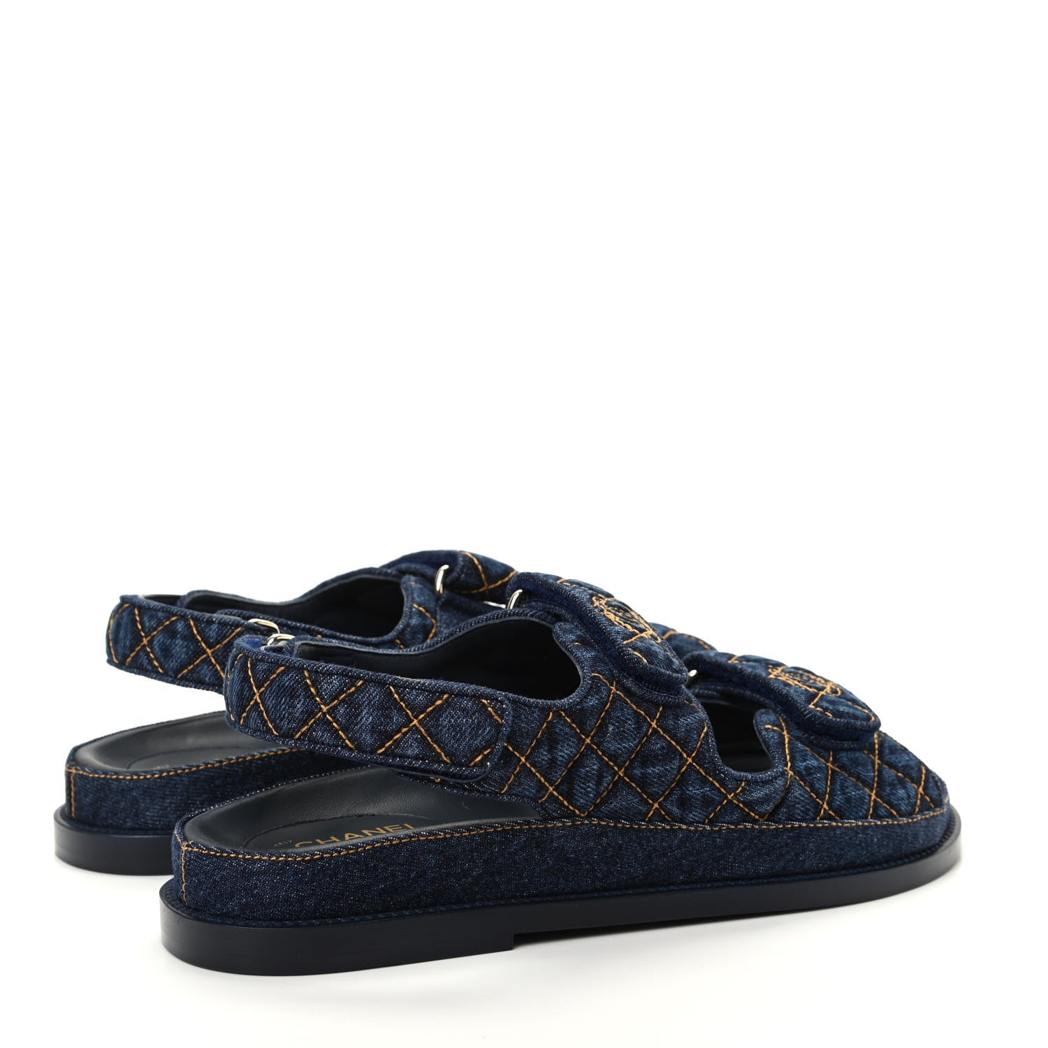 Chanel Denim Velcro Dad Sandals 40 Blue 4 of 11