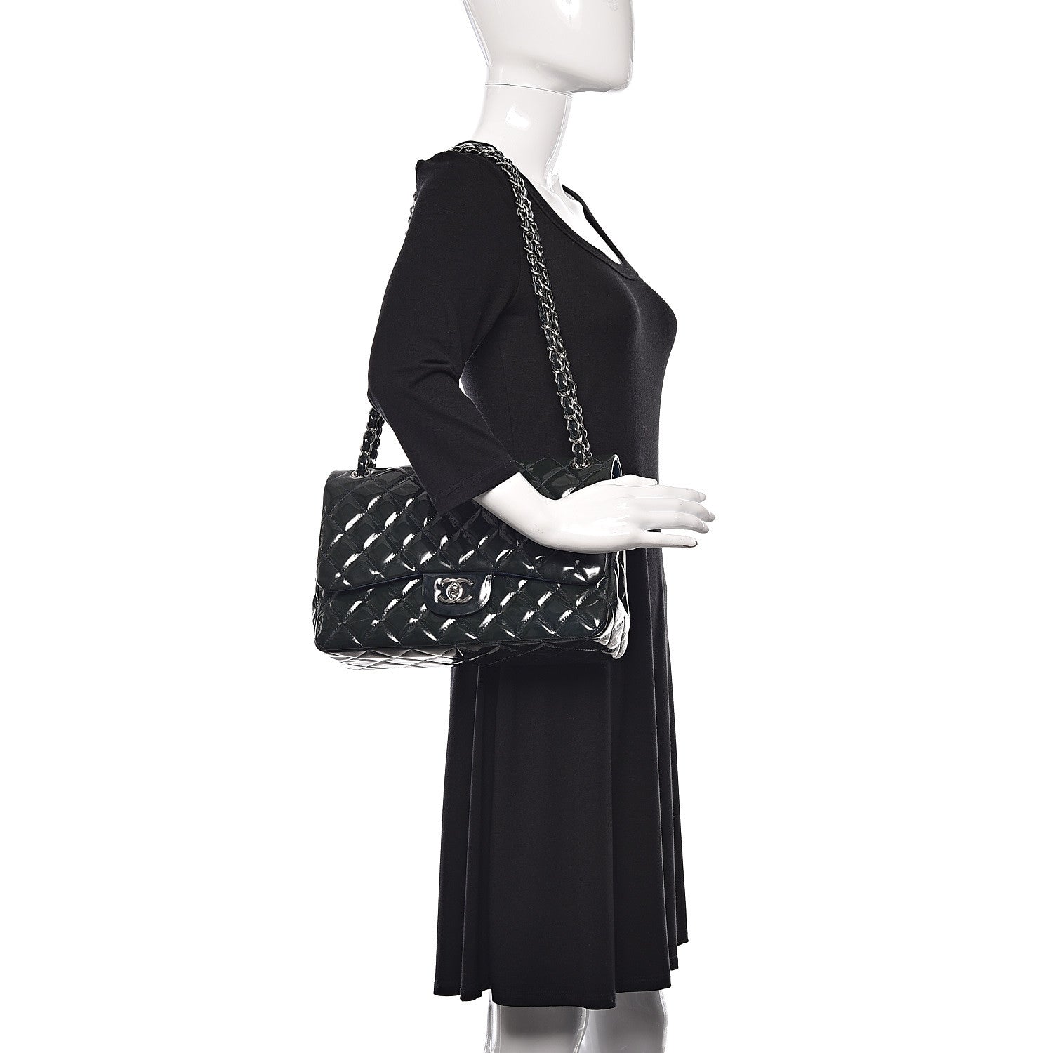 Chanel Patent Quilted Jumbo Double Flap Navy 2 of 12