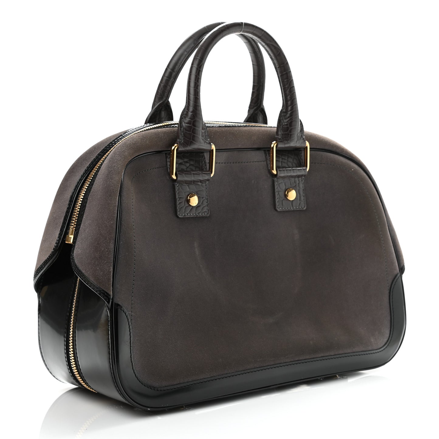 Suede Stamped Havane Bowler GM Grey