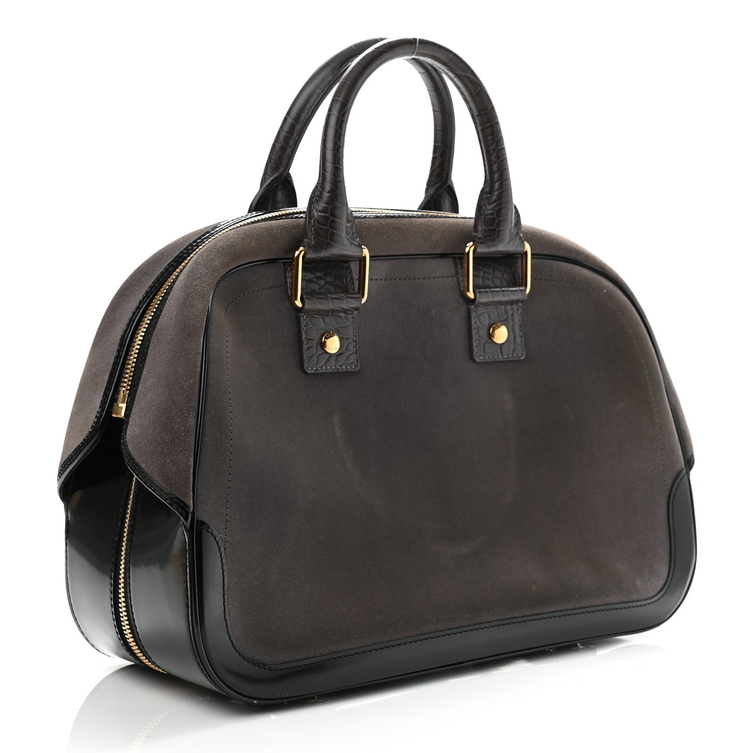 Louis Vuitton Suede Stamped Havane Bowler GM Grey 3 of 12