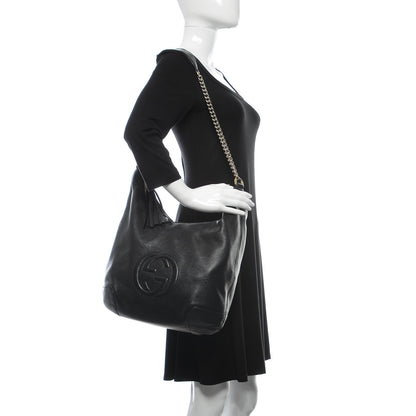 Gucci Pebbled Calfskin Medium Soho Chain Hobo Black 2 of 11