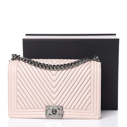 Chanel Calfskin Chevron Micro Chains Boy Flap Light Pink 10 of 10