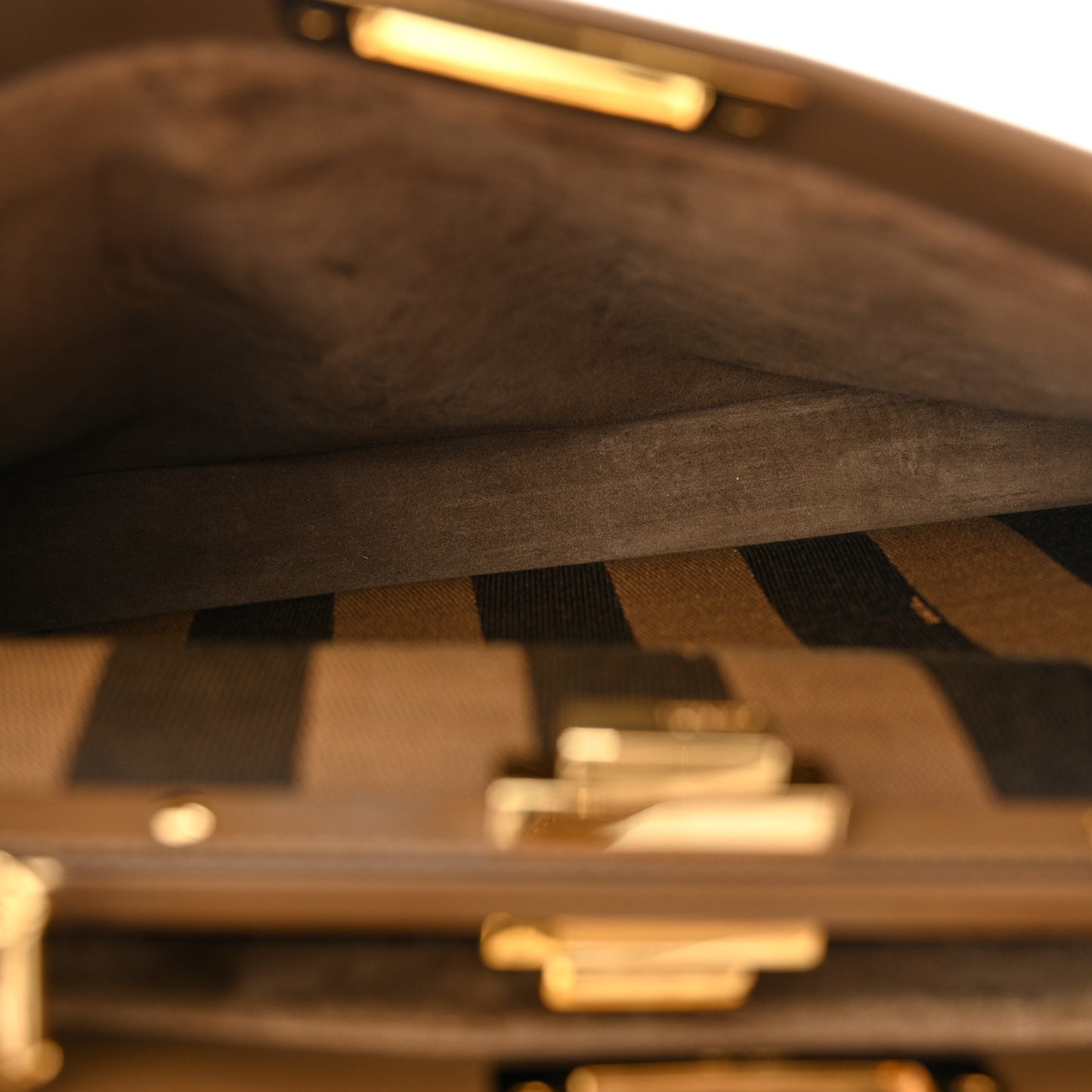 Vitello Morgan Fabric Jacquard Pequin Medium Peekaboo Iconic Satchel Foresta Tobacco Black