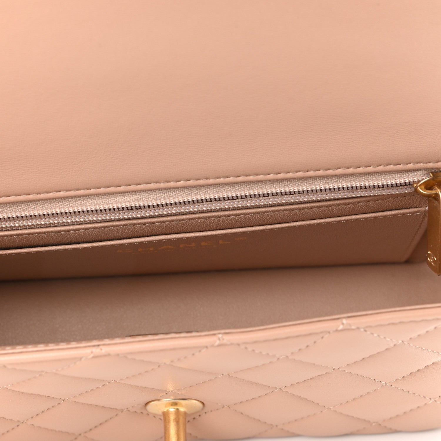 Chanel Lambskin Quilted Mini Top Handle Rectangular Flap Beige 5 of 11
