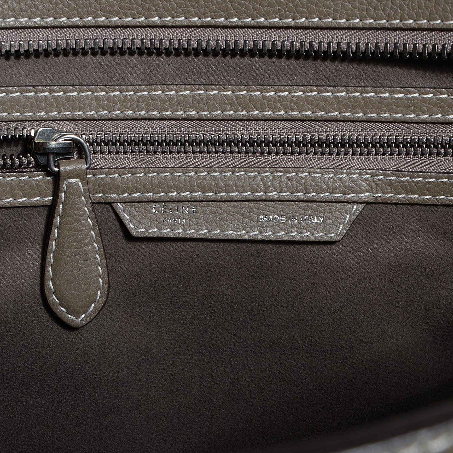 Celine Drummed Calfskin Shoulder Luggage Souris 6 of 10