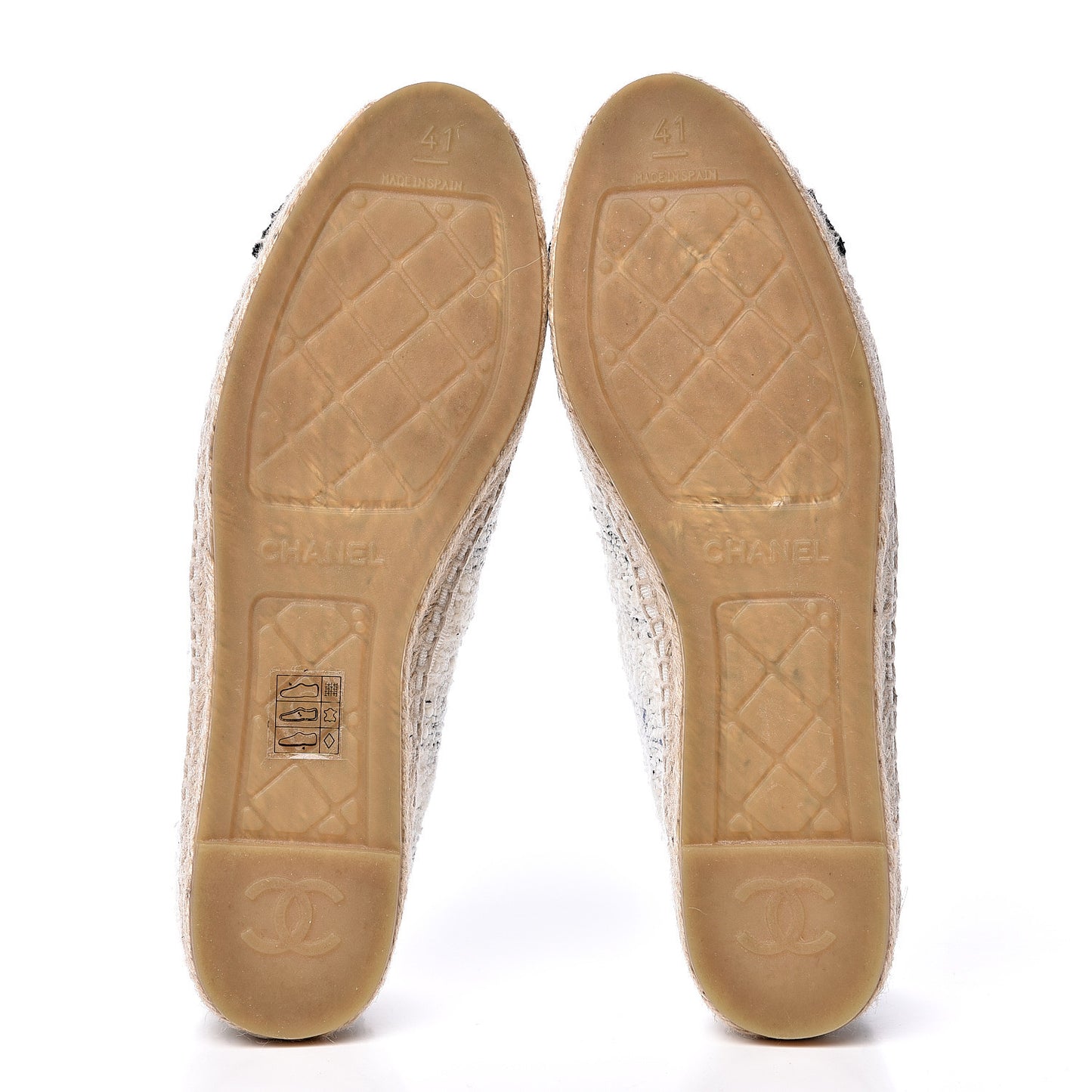 Tweed CC Espadrilles 41 Ecru White Blue Black
