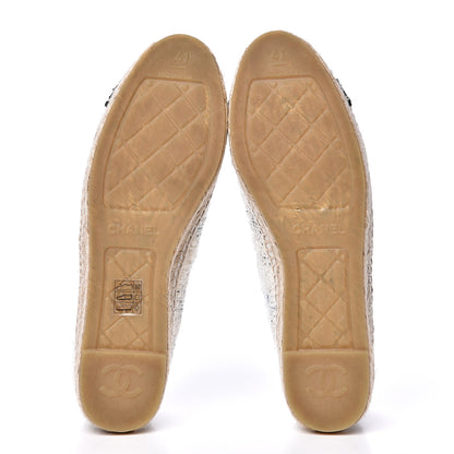 Chanel Tweed CC Espadrilles 41 Ecru White Blue Black 5 of 10