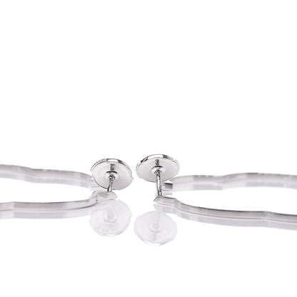 Chanel 18K White Gold Large Profil de Camelia Hoop Earrings 4 of 4