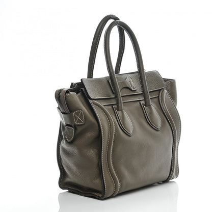 Celine Drummed Calfskin Micro Luggage Souris 3 of 6
