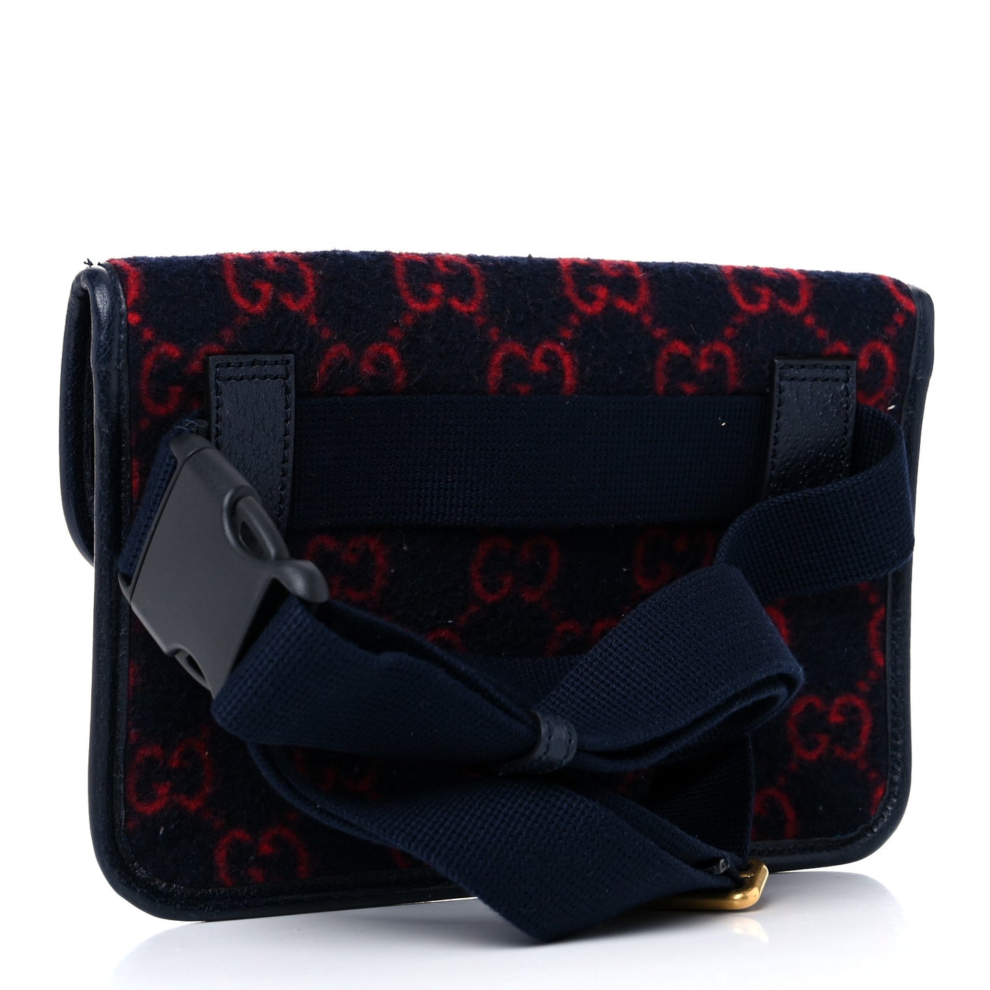 Covered Wool GG Monogram Slim Belt Bag Navy Red