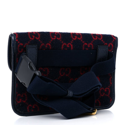 Gucci Covered Wool GG Monogram Slim Belt Bag Navy Red 3 of 14