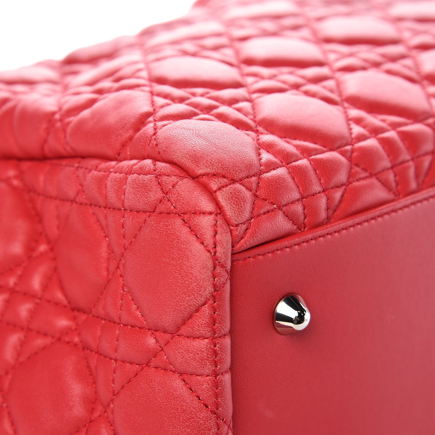 Lambskin Cannage Large Dior Soft Shopping Tote Coral