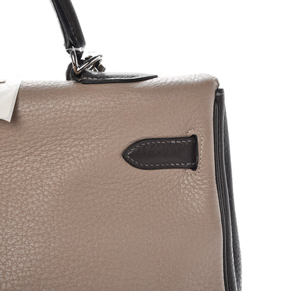 Hermes Taurillon Clemence Tri-color Kelly Retourne 35 Graphite Gris Tourterelle Gris Clair 32 of 36