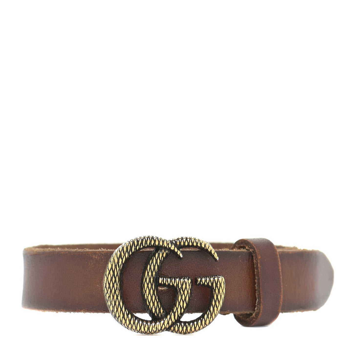 Faded Calfskin Engraved Double G Bracelet S Brown