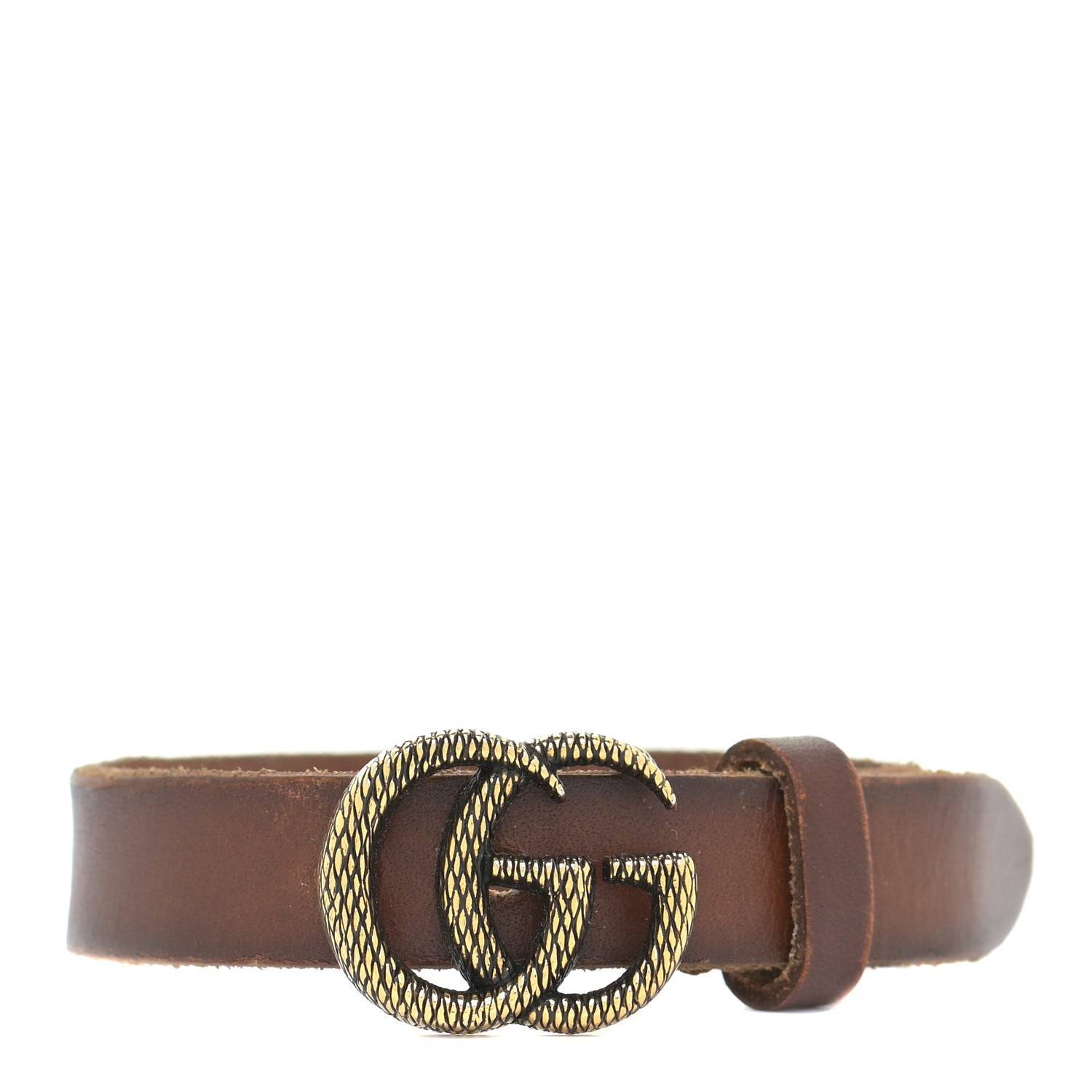 Gucci Faded Calfskin Engraved Double G Bracelet S Brown 1 of 7