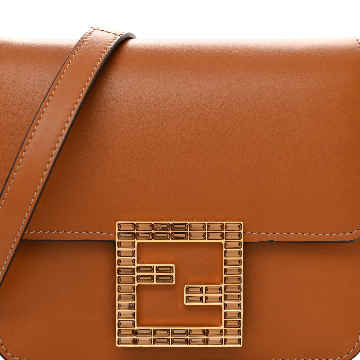 Fendi Vitello King Crystal Fab Crossbody Bag Cuoio 8 of 11