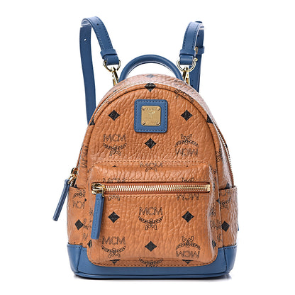 MCM Visetos X-Mini Stark Backpack Cognac Blue 2 of 10