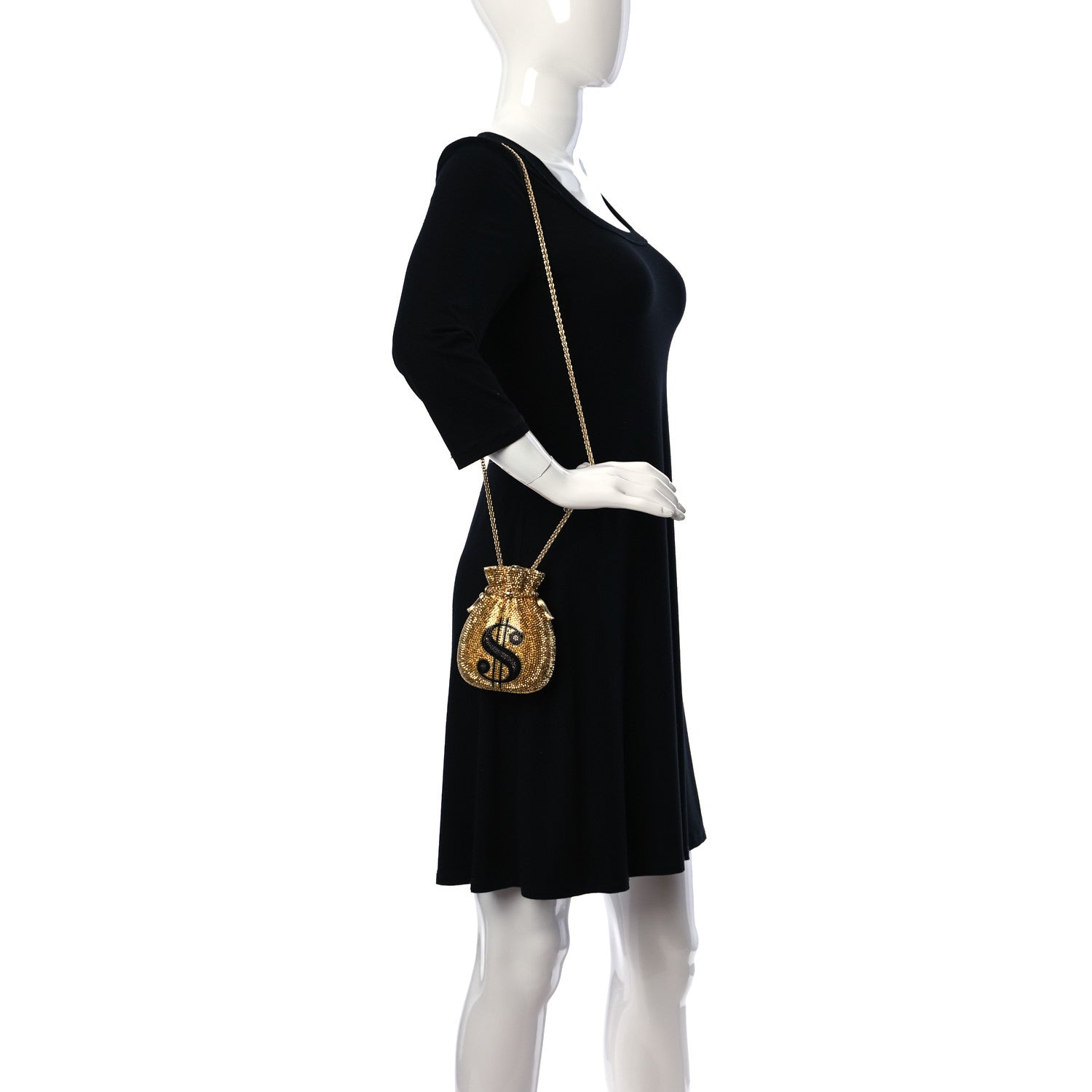 Judith Leiber Crystal Money Bags Minaudiere Clutch Gold 2 of 10