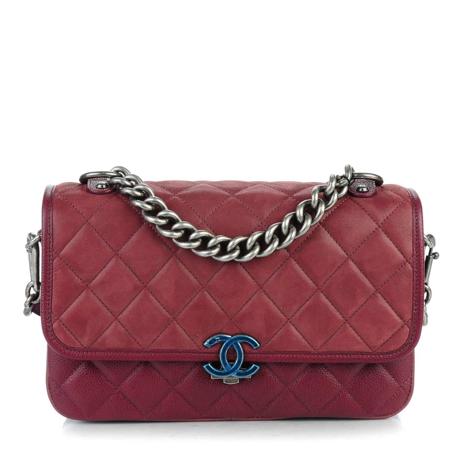 Chanel Nubuck Caviar Quilted Medium Daily Carry Messenger Burgundy 1 of 8