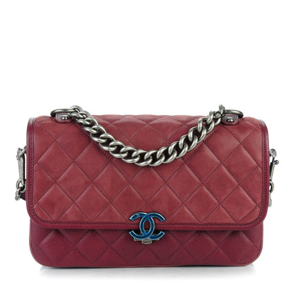 Chanel Nubuck Caviar Quilted Medium Daily Carry Messenger Burgundy 1 of 8