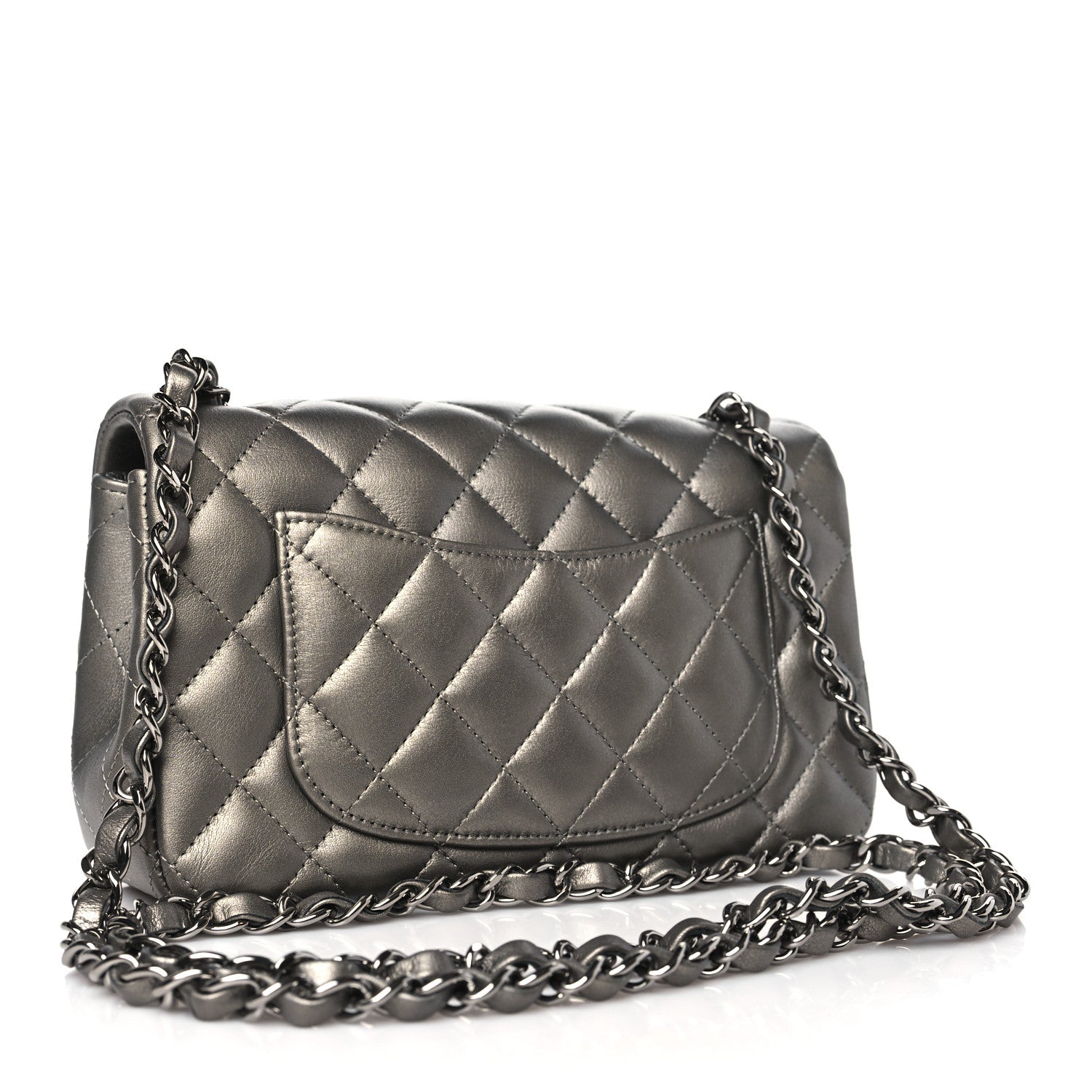 Chanel Metallic Calfskin Quilted Mini Rectangular Flap Ruthenium 4 of 11
