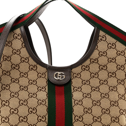 Gucci Monogram Web Small Giglio Tote Beige Dark Brown 9 of 11