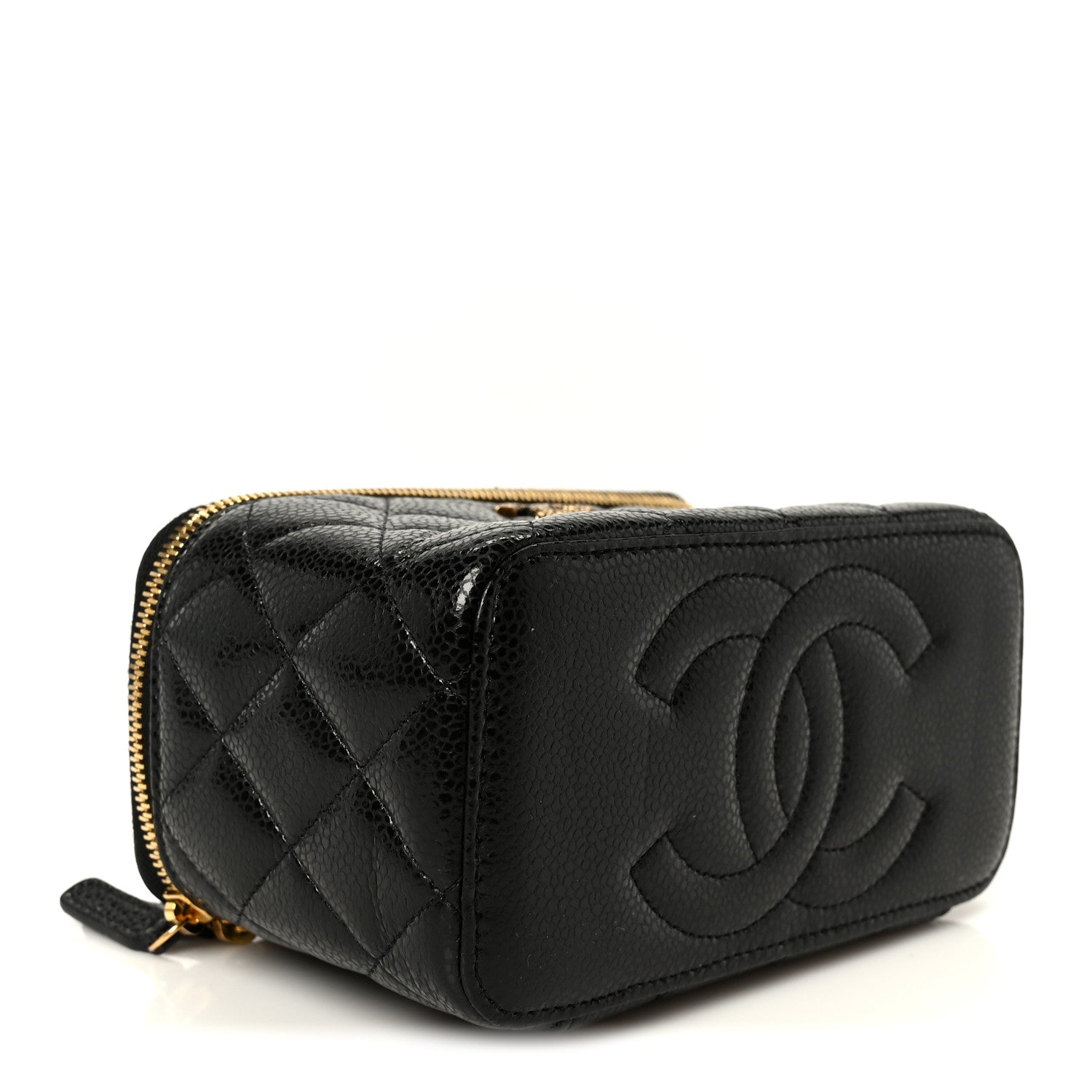 Chanel Grained Lambskin Quilted Small Vanity Case With Chain Black 4 of 11